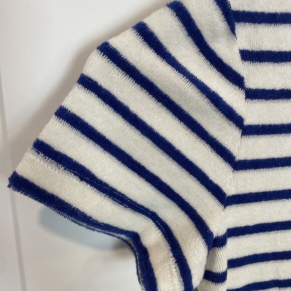 Boden Girls Navy White Dress Terry Cloth Dress Size 8 Stripes Cover Up - Picture 2 of 7